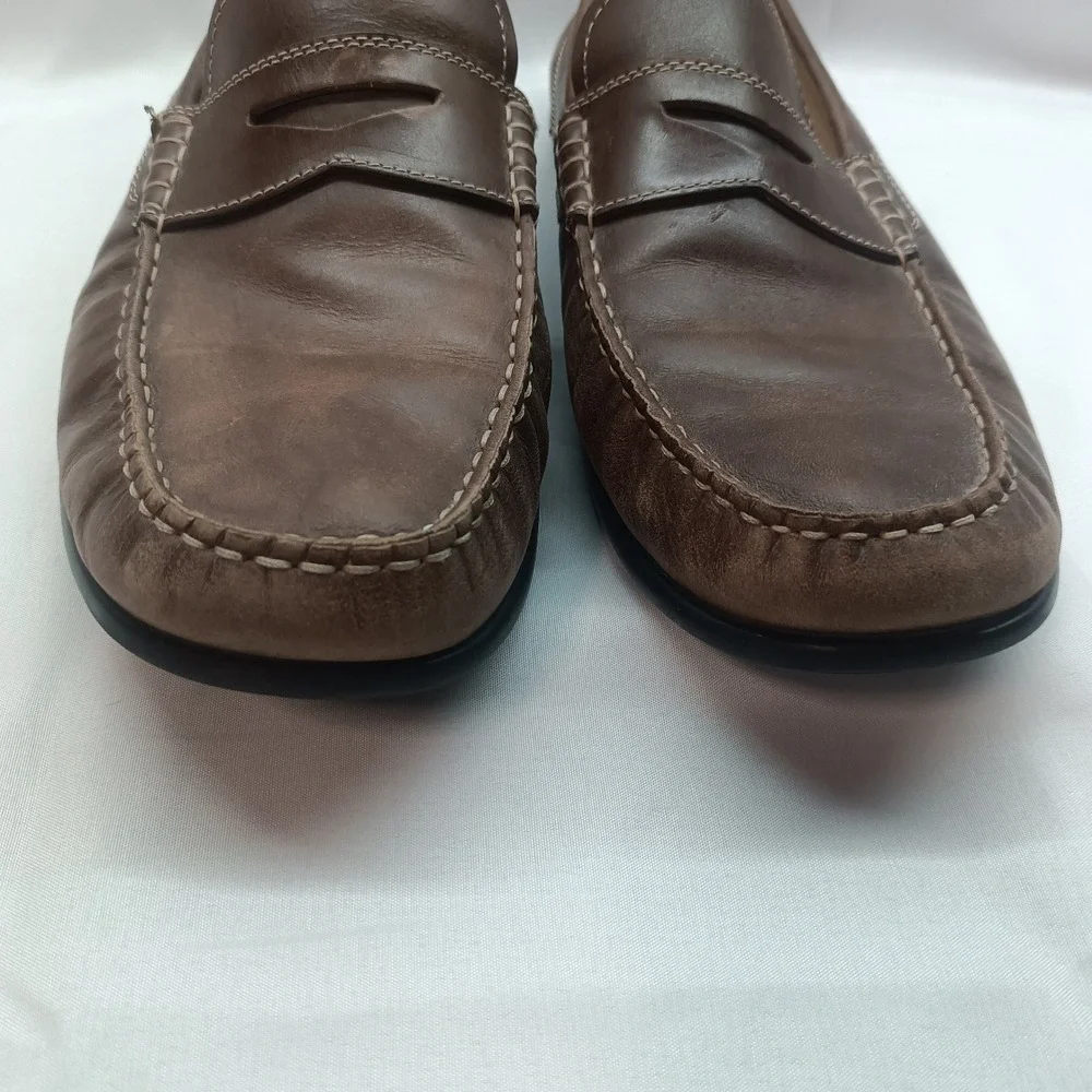 ECCO Mens 46‎ US 13 Brown Leather Penny Loafers Driving Moccasins Casual Office